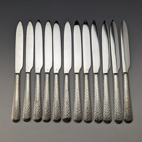 British Vintage Silver Plated Cutlery 12 Pair Set in Wooden Box Elkington